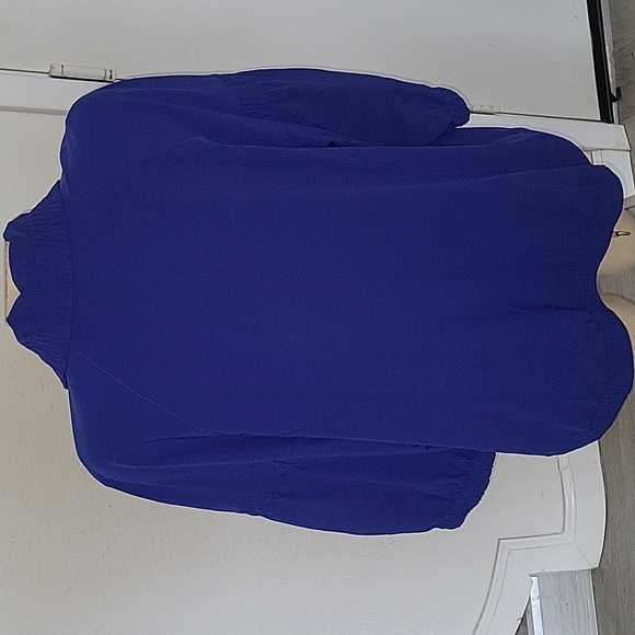 Chico's Button Front Jacket Collared 3/4 Sleeve Pockets Blue 3XL contemporary - Picture 6 of 7